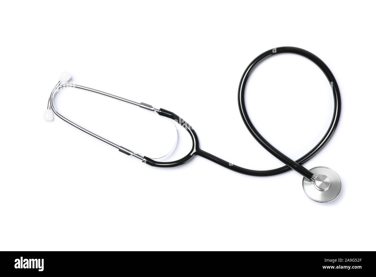 Black stethoscope isolated on white background. Healthcare Stock Photo ...