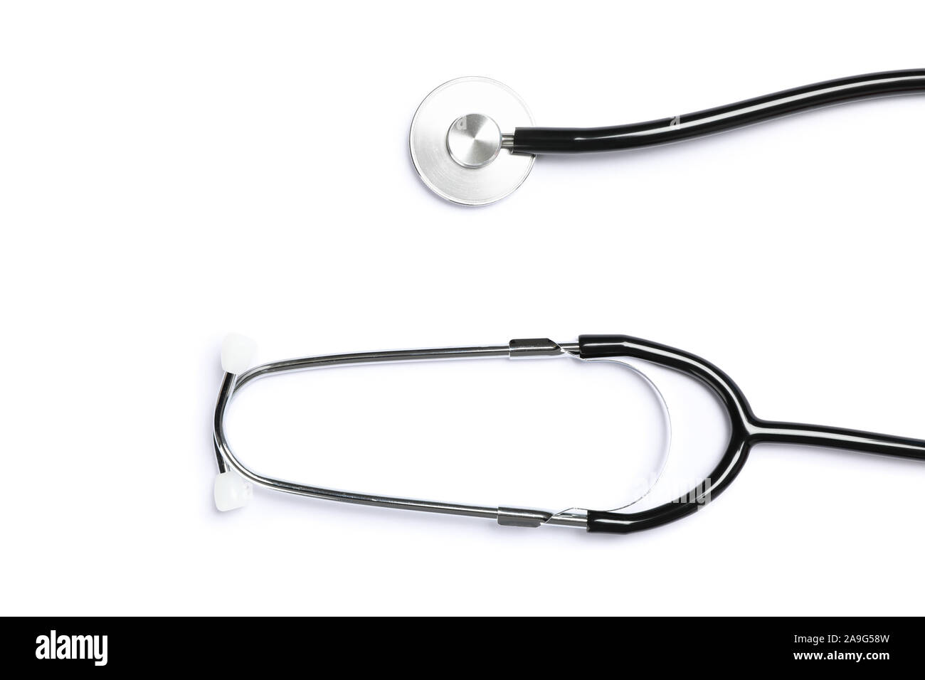 Black stethoscope isolated on white background. Healthcare Stock Photo ...
