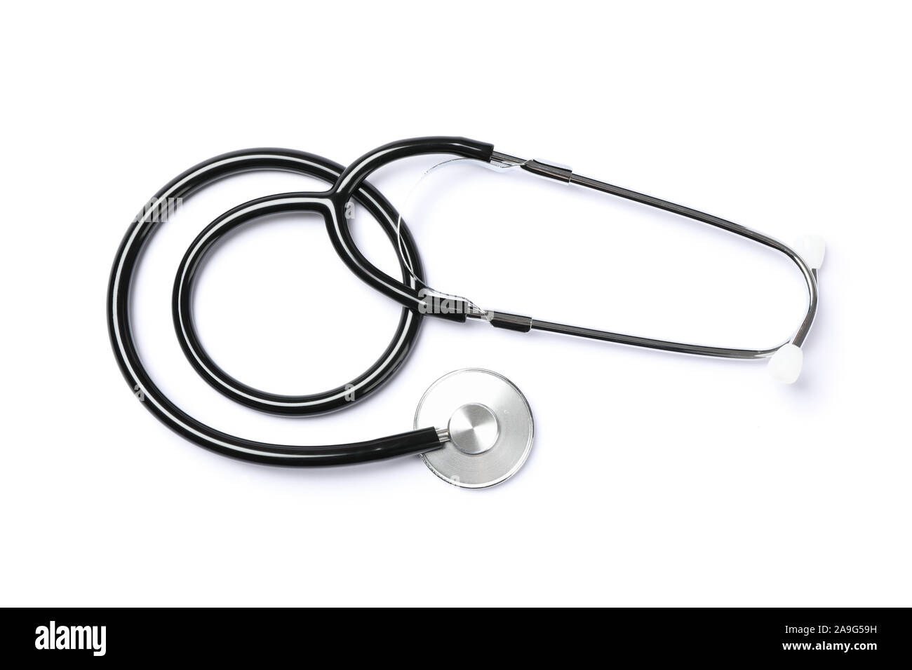 Black stethoscope isolated on white background. Healthcare Stock Photo ...