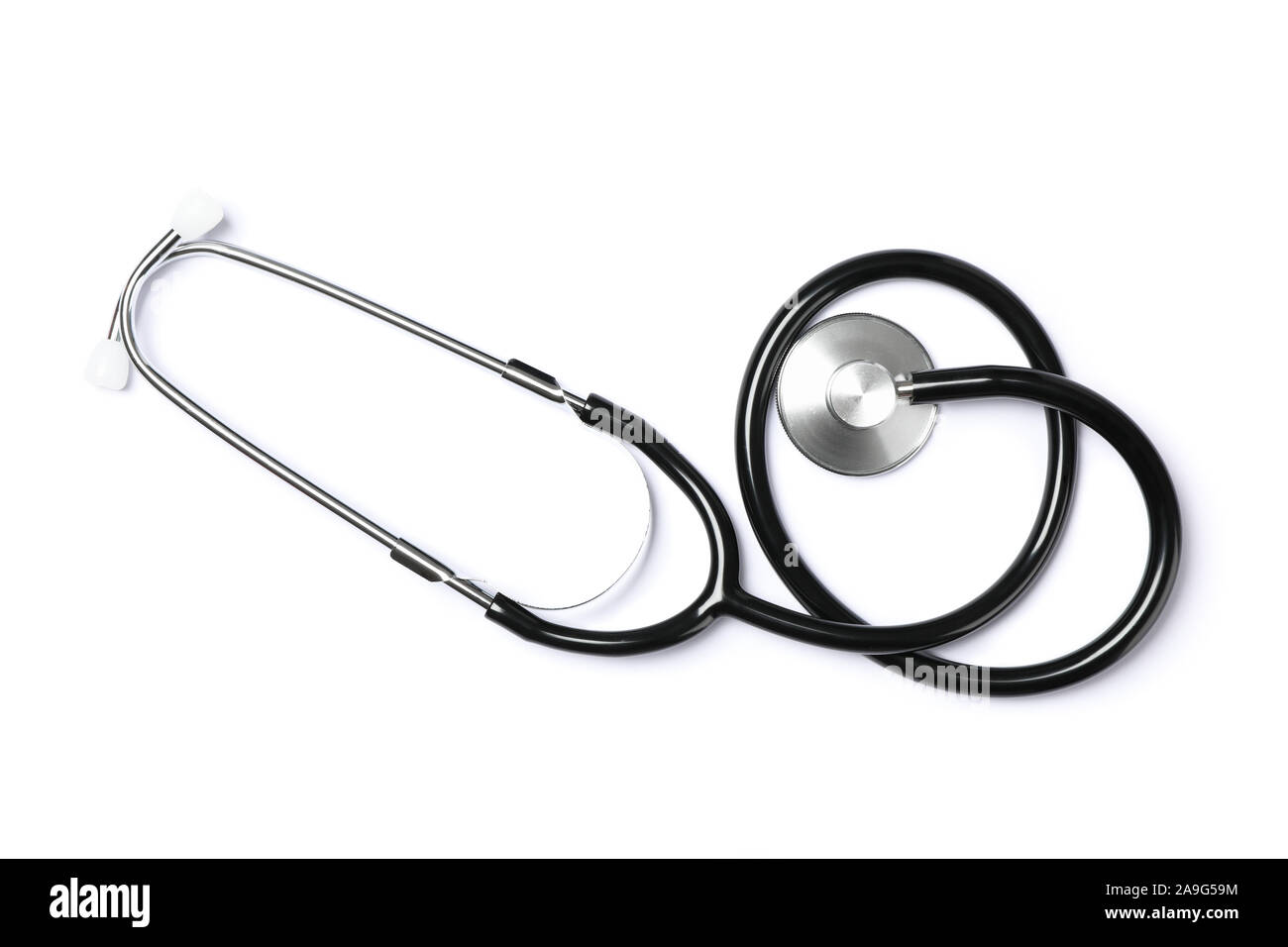 Black stethoscope isolated on white background. Healthcare Stock Photo ...