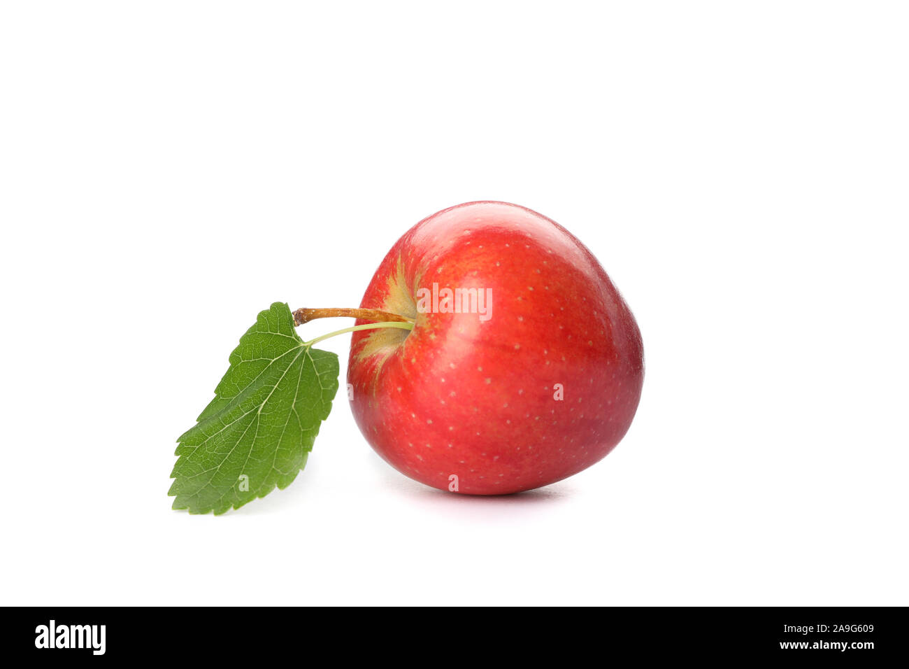 Red apple with leaf isolated on white background Stock Photo - Alamy