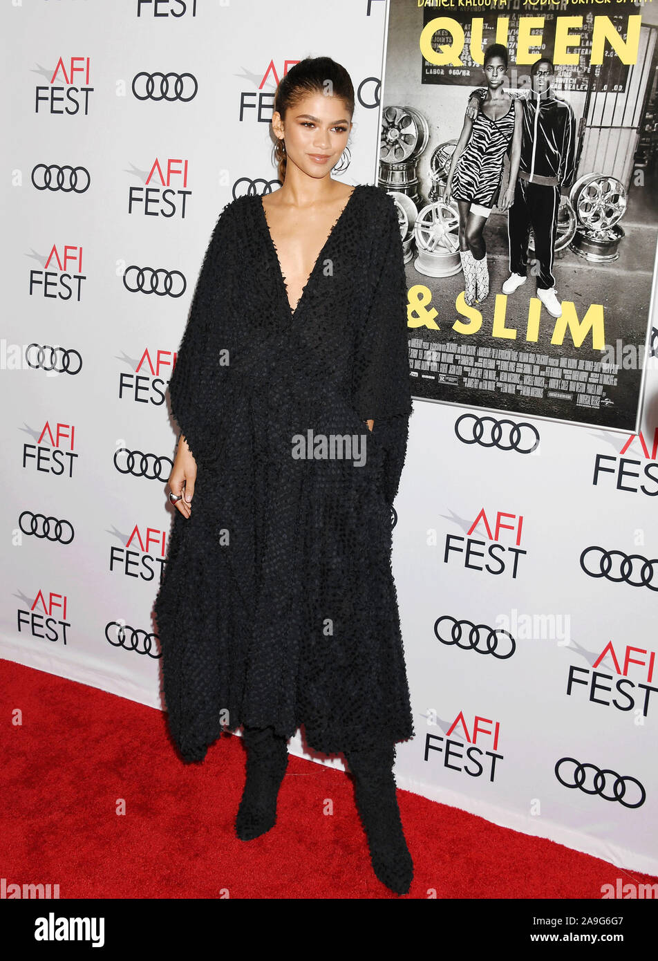 HOLLYWOOD, CA - NOVEMBER 14: Zendaya attends the 'Queen & Slim' Premiere at AFI FEST 2019 presented by Audi at the TCL Chinese Theatre on November 14, 2019 in Hollywood, California. Stock Photo