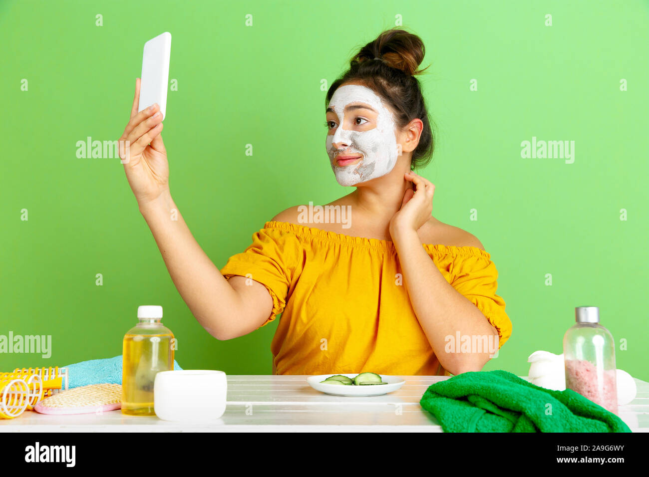 Portrait Of Young Caucasian Woman In Beauty Day Skin And Hair