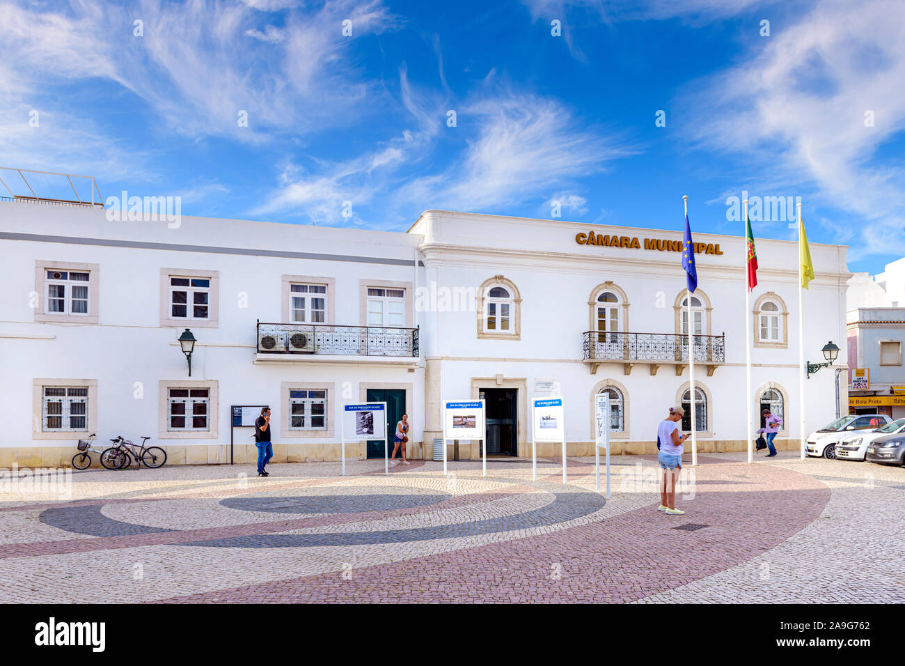 The Olhao town hall camera municipal council office building Olhao, East Algarve, Portugal. Stock Photo