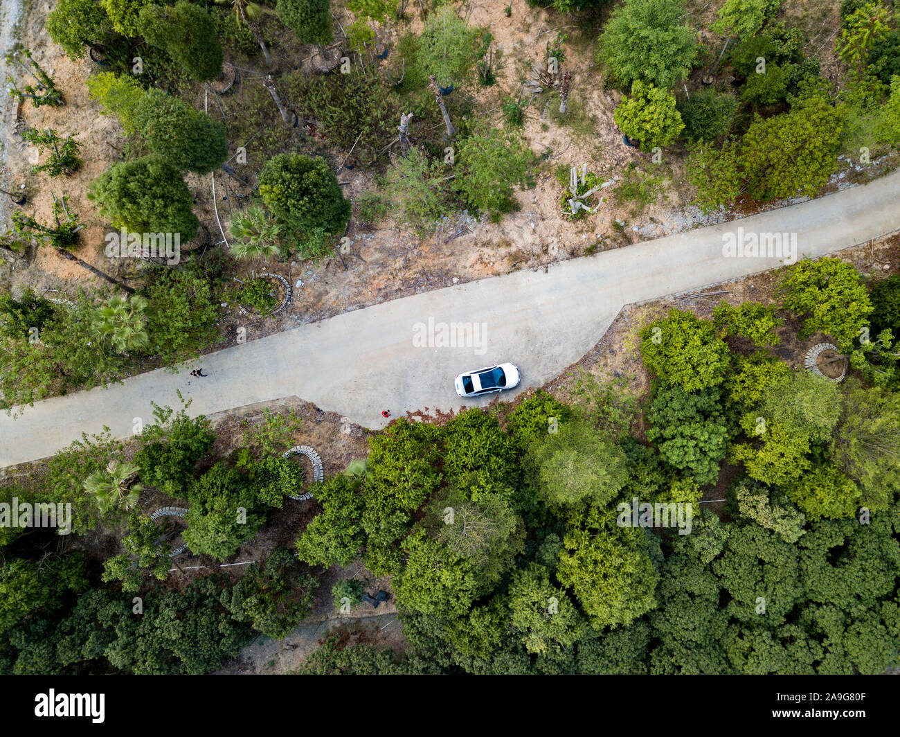 Vertical aerial photography of rural paths in rural suburbs of China ...