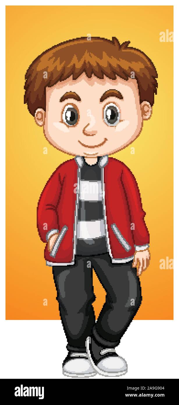 Happy boy in red jacket illustration Stock Vector Image & Art Alamy