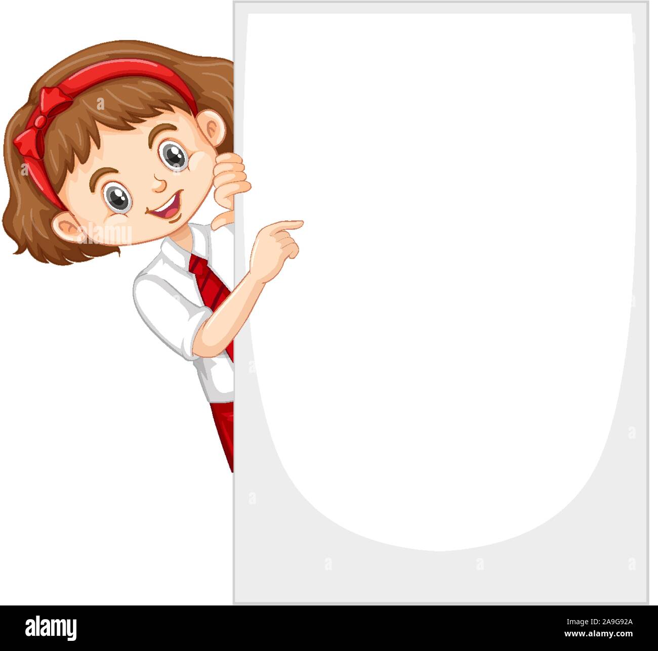 One happy girl with blank board illustration Stock Vector Image & Art ...