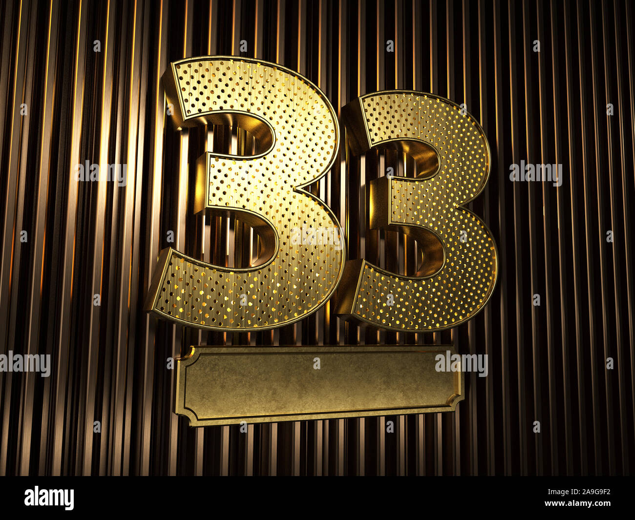 number 33 (number thirty-three) perforated with small holes on the
