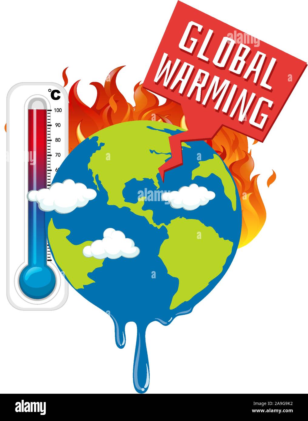 Global warming with earth on fire illustration Stock Vector Image & Art ...