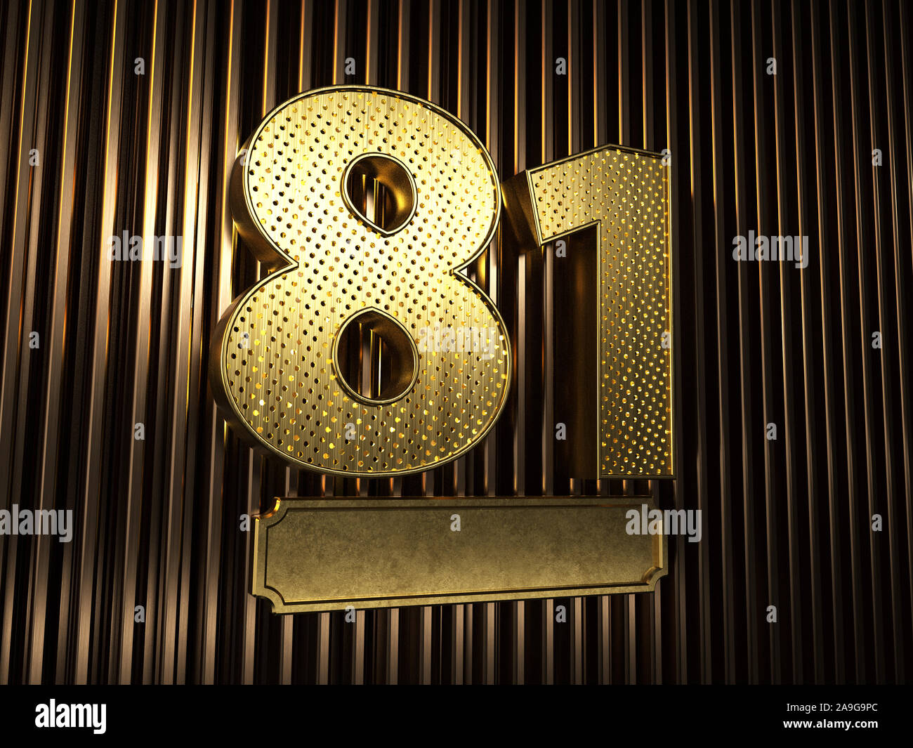 number 81 (number eighty-one) perforated with small holes on the ...