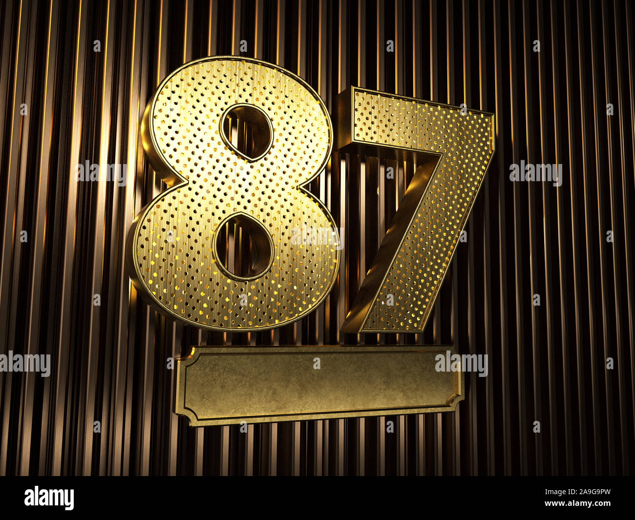 number 87 (number eighty seven) perforated with small holes on the