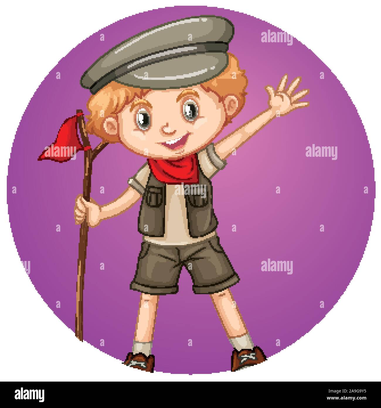 Happy boy on round background illustration Stock Vector Image & Art - Alamy