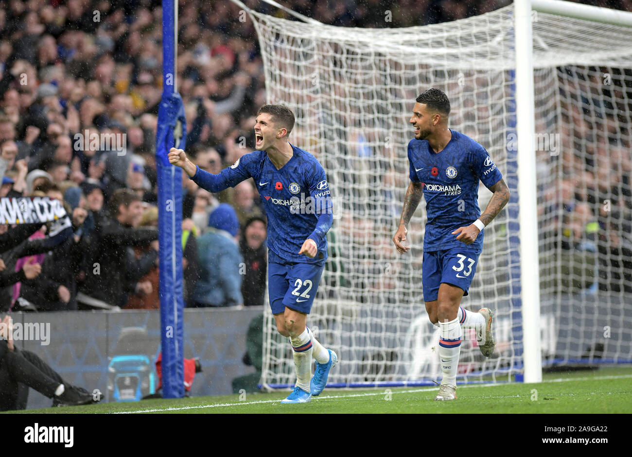 GOAL Christian Pulisic of Chelsea scores the second during the Chelsea