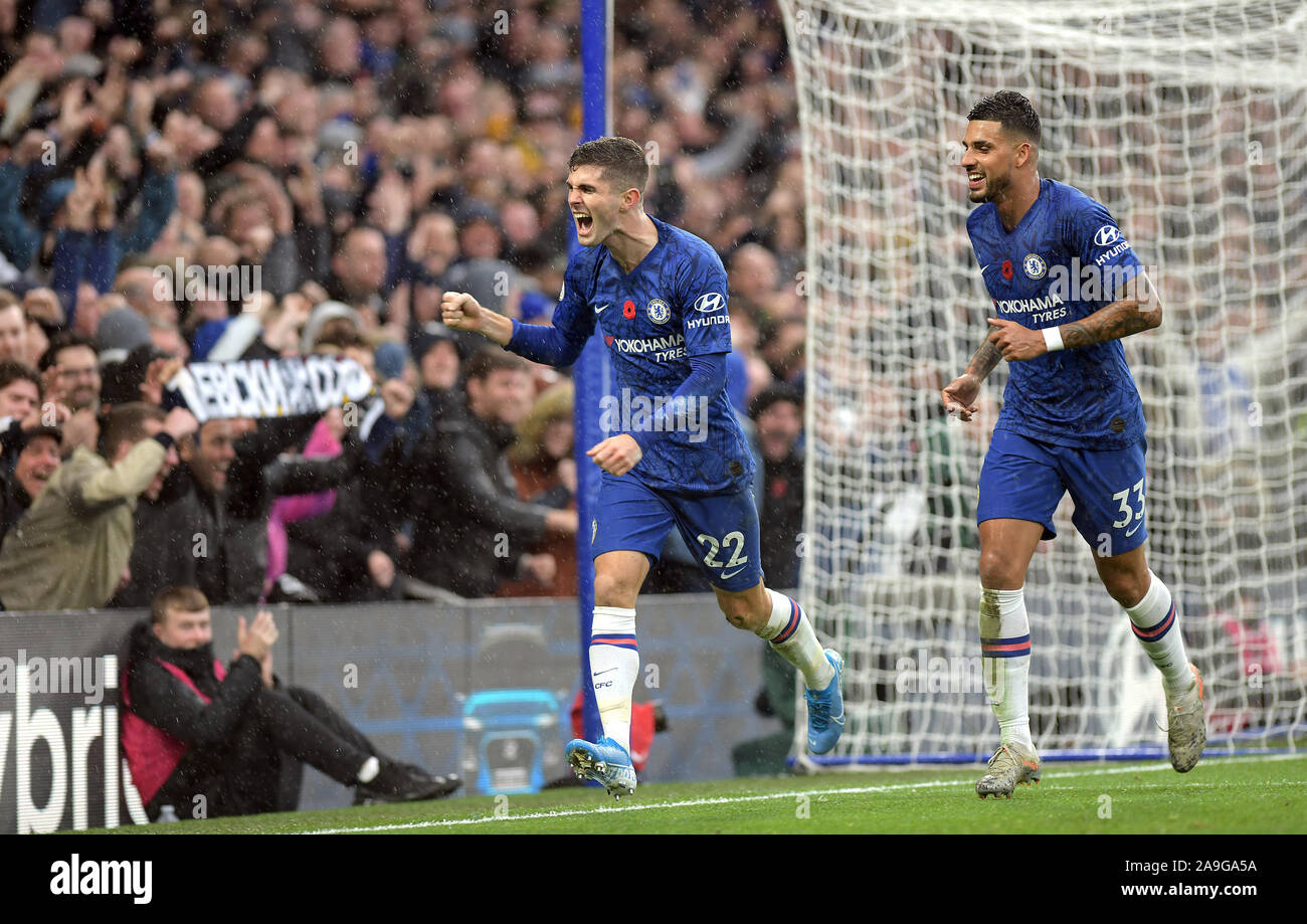 GOAL Christian Pulisic of Chelsea scores the second during the Chelsea