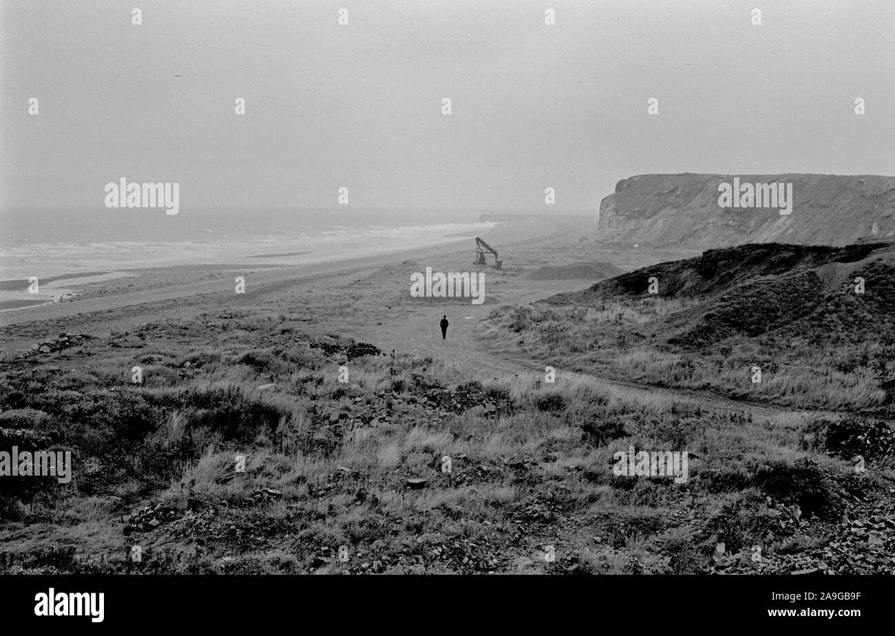 Desolate landscape on the Cumbria coast near Whitehaven ravaged by the coal industry. Stock Photo