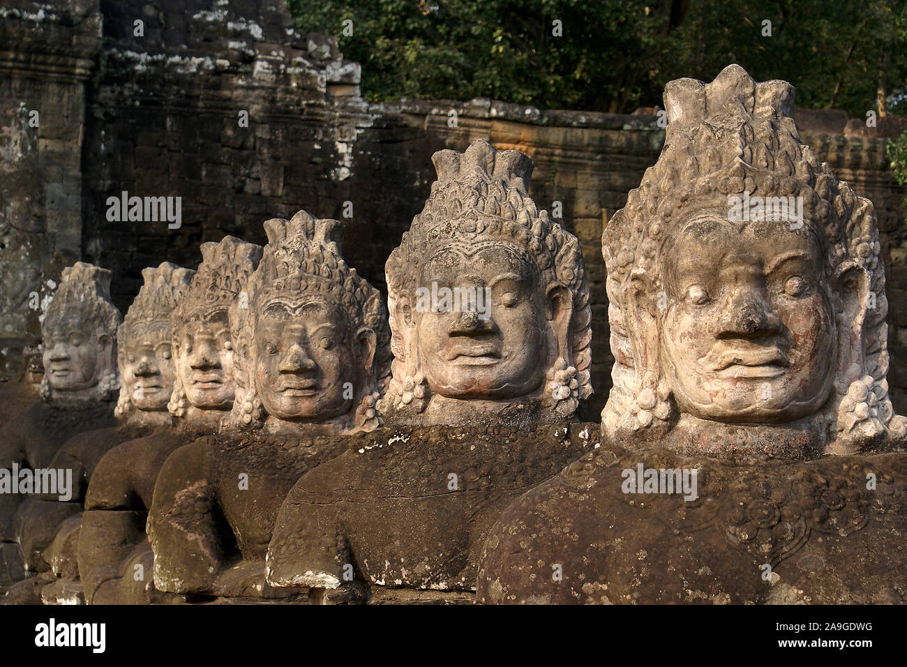 Buddha aus Stein in Angkor Wat, Kambodscha Stock Photo