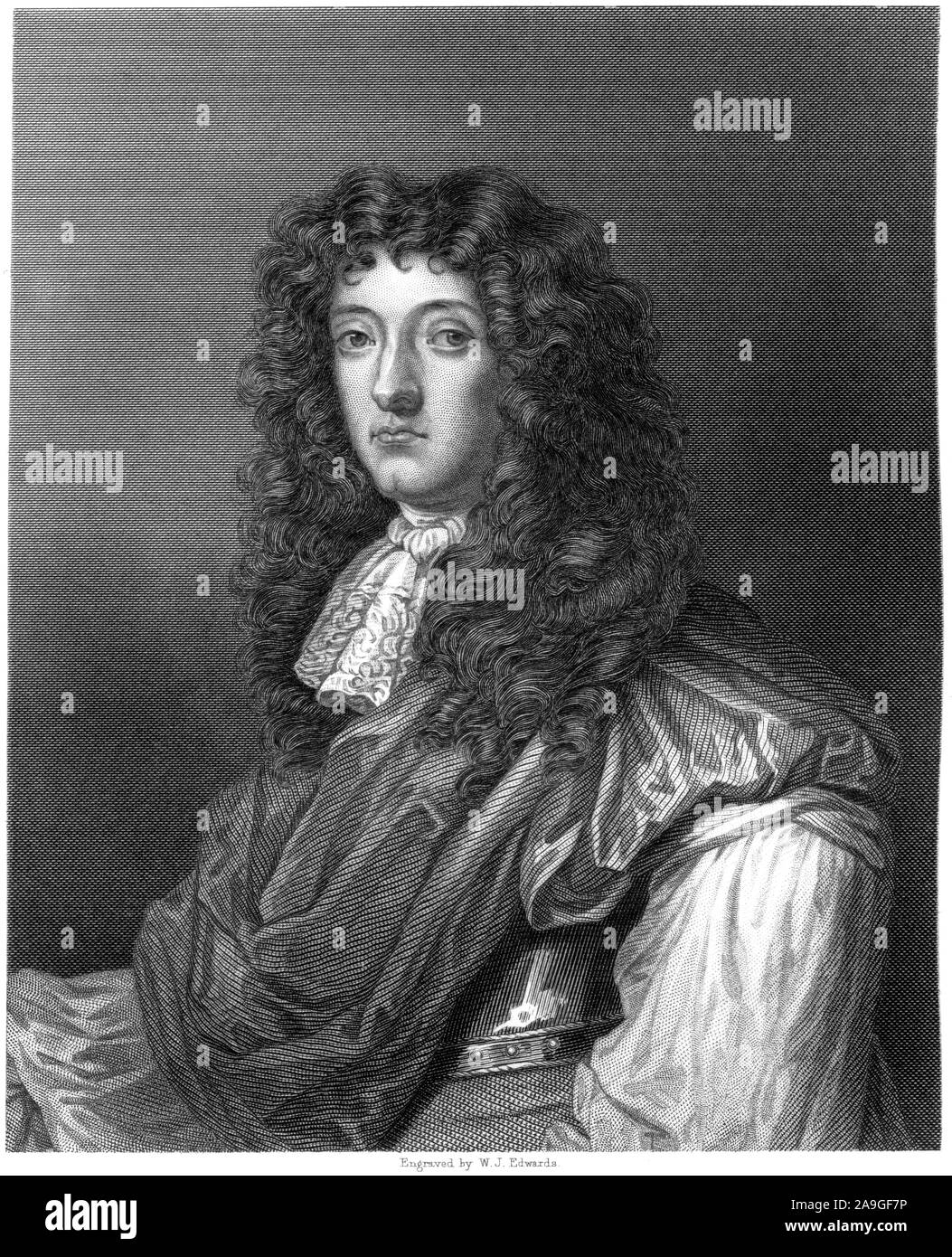 An engraving of John Graham of Claverhouse, Viscount Dundee from the Original by Sir Peter Lely scanned at high resolution from a book printed in 1859 Stock Photo