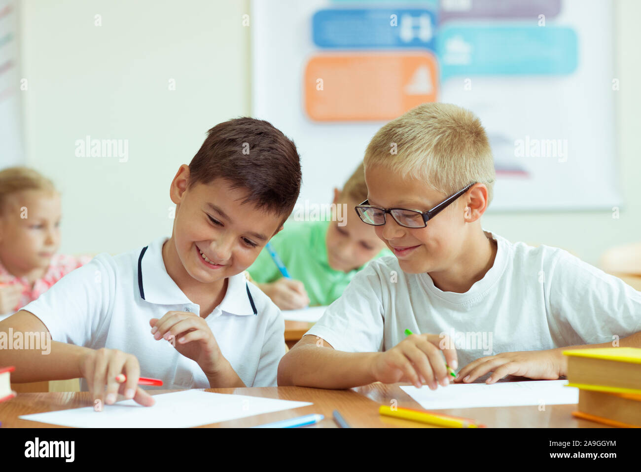 Schoo Lessons Portrait of children in shool at the lesson Stock Photo - Alamy