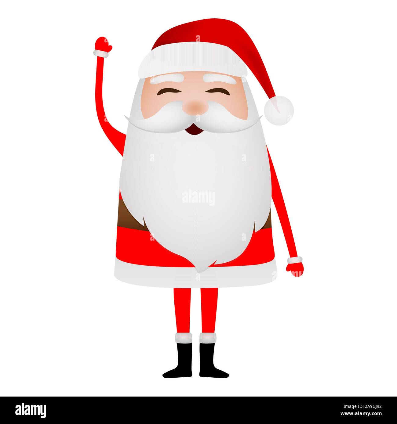 Cartoon funny santa claus waving hand isolated on white Stock Vector ...