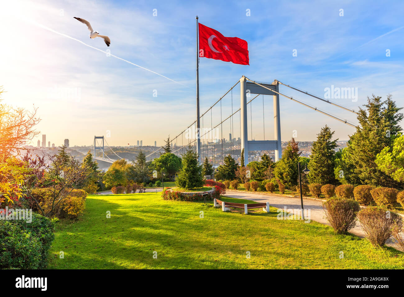 Otagtepe park and the Fatih Sultan Mehmet Bridge, Istanbul Stock Photo -  Alamy