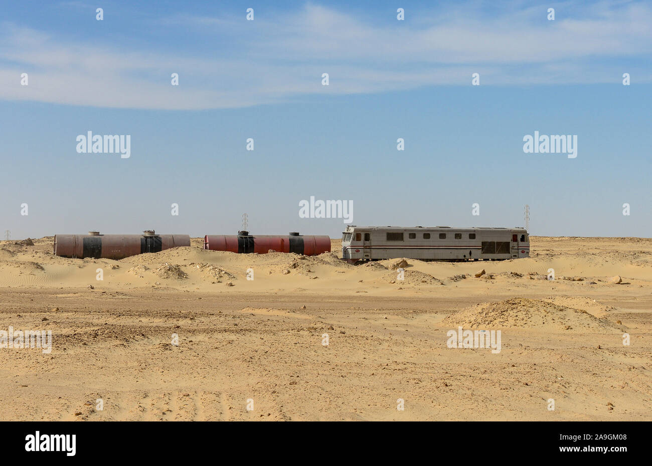 EGYPT, western desert, railway line Cairo to Bahariya Oasis, used for