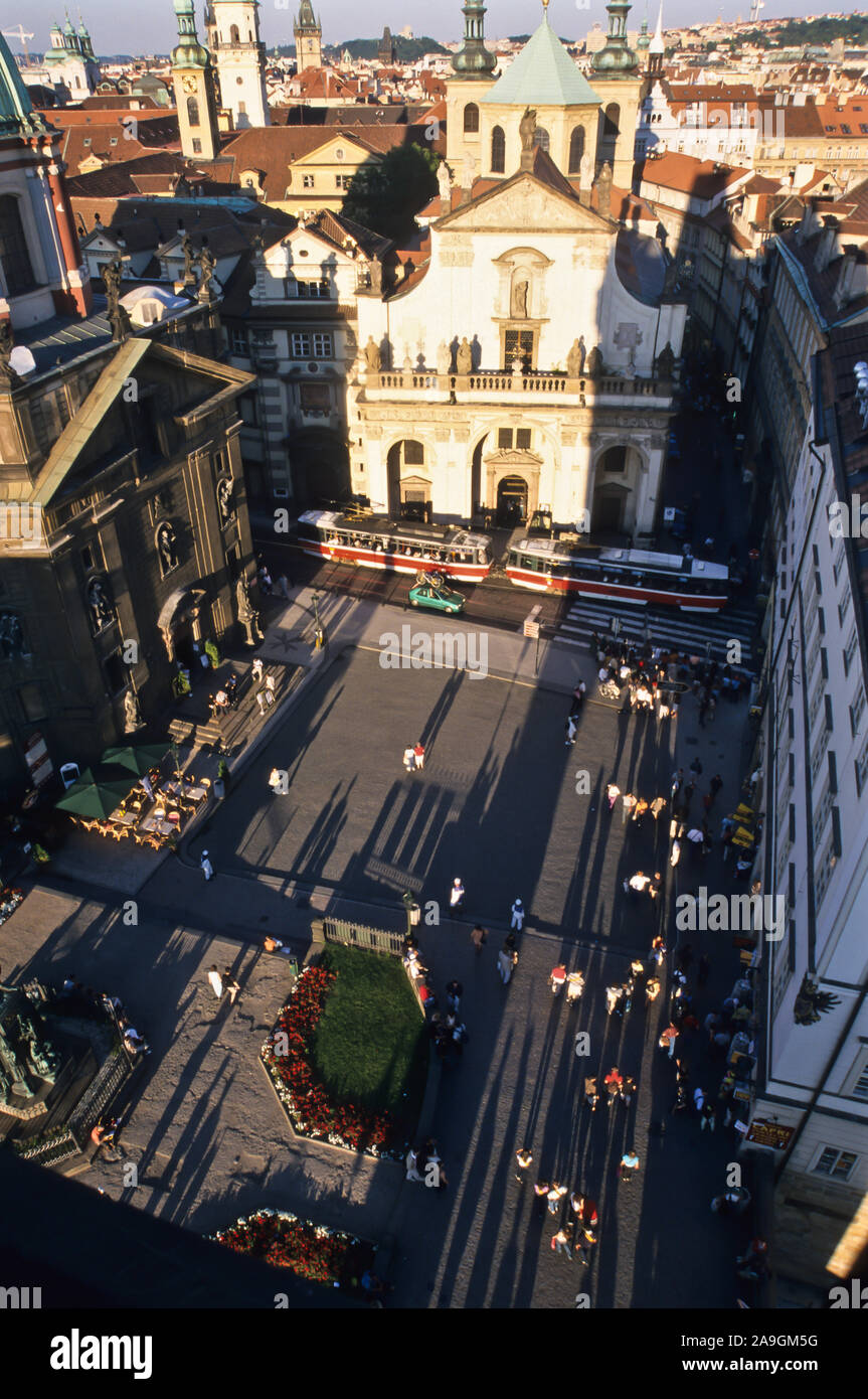 Prag, Blick vom Altstädter Brückenturm auf die Salvatorkirche, Staroměstská mostecká věž Stock Photo