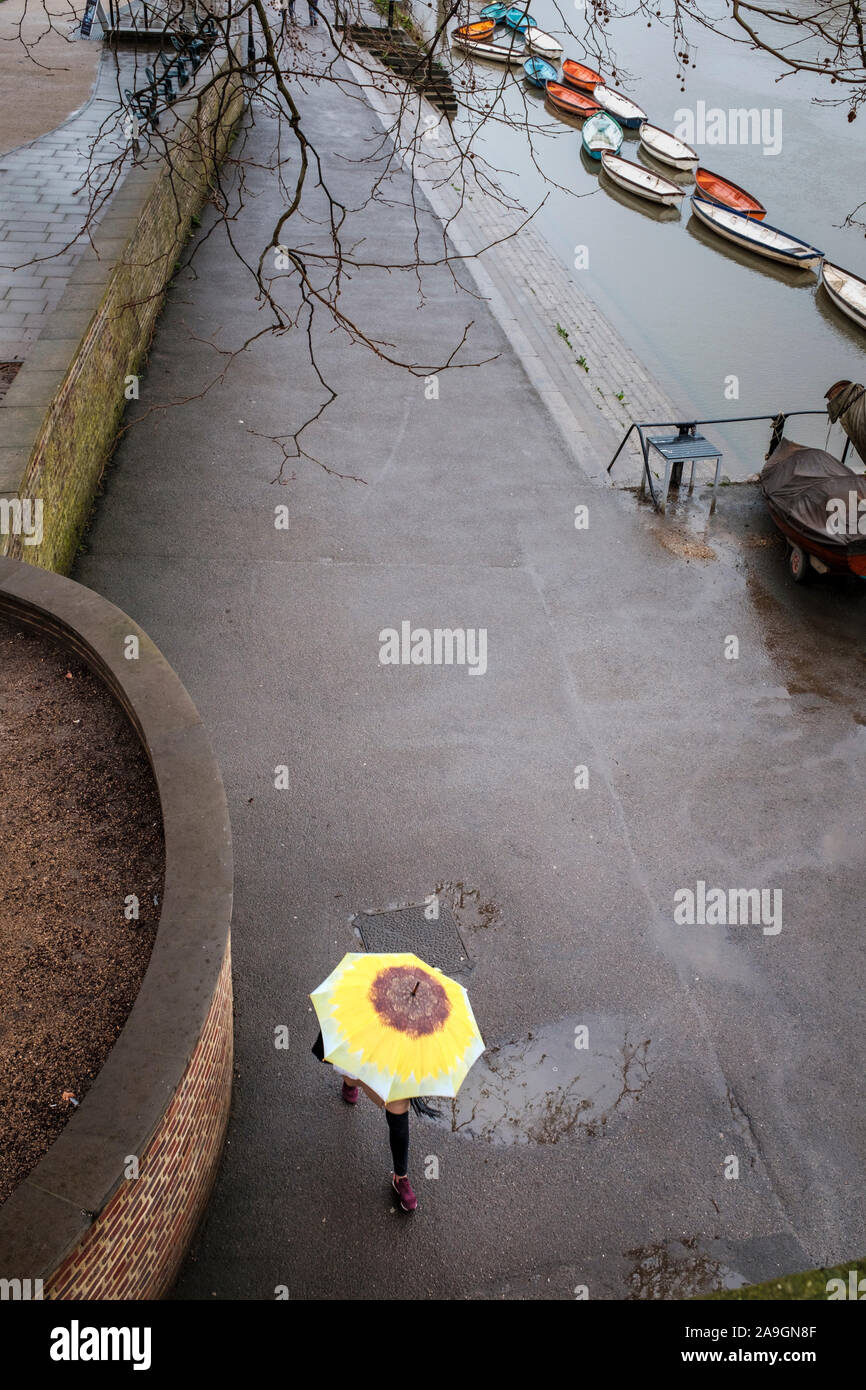 Rainy day on Richmond Riverside-elevated view, Richmond Upon Thames,London,England Stock Photo