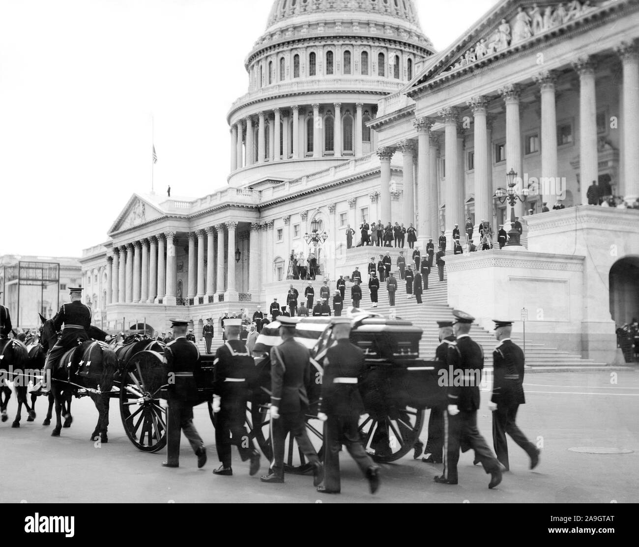 Former U.S. President Herbert Hoover's Casket, U.S. Capitol Building, Washington, D.C., USA, photograph by Thomas J. O'Halloran, October 23, 1964 Stock Photo