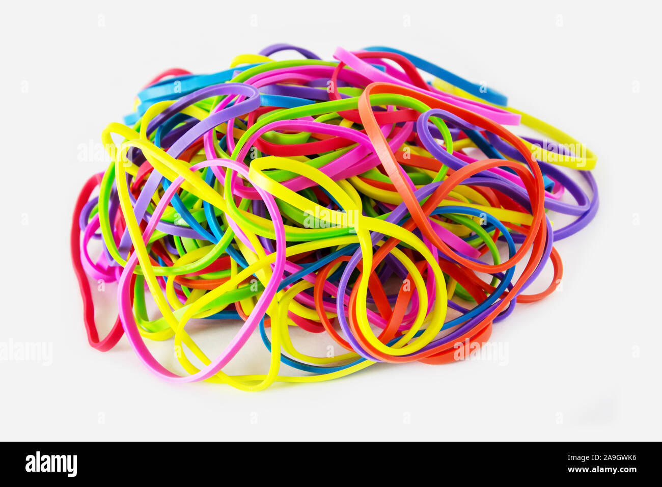 Rubber bands and white background Stock Photo - Alamy