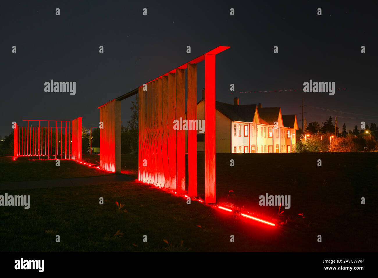 Public art installation "Marking" by artist Jill Anholt, commemorates