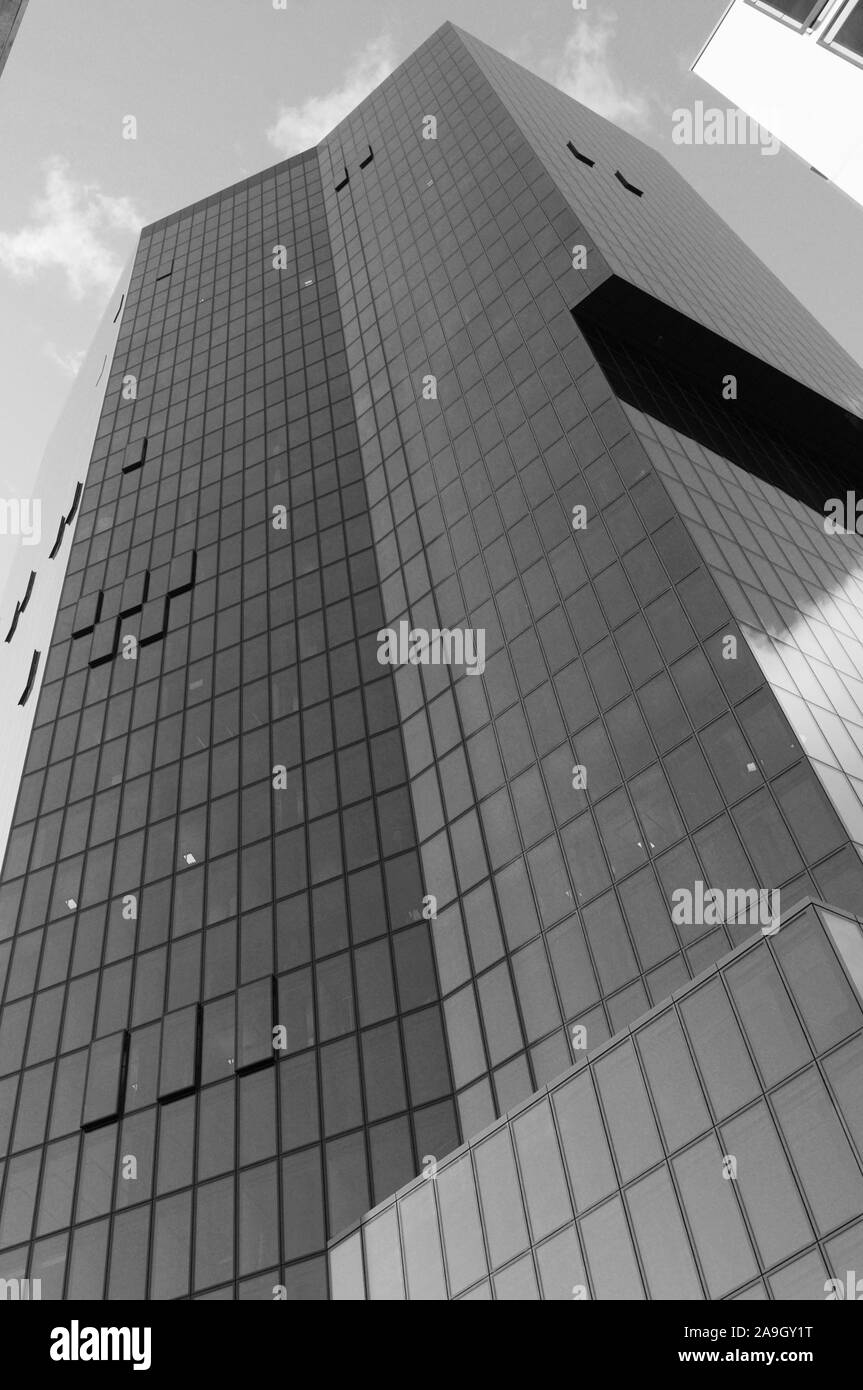 On top of the 126 meters high Swiss Prime Tower, switzerlands second highest skyscraper, is the restaurant Clouds located Stock Photo