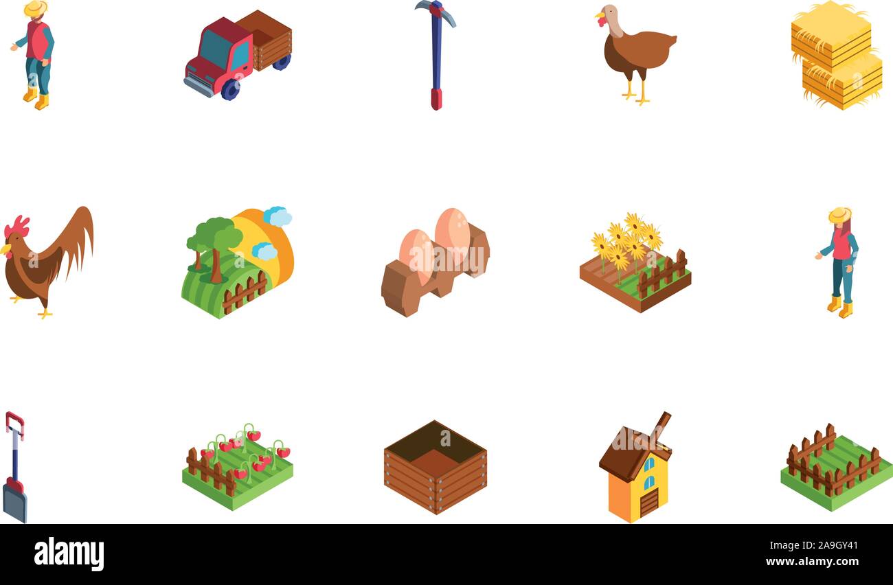set of icons of farm on white background vector illustration design ...