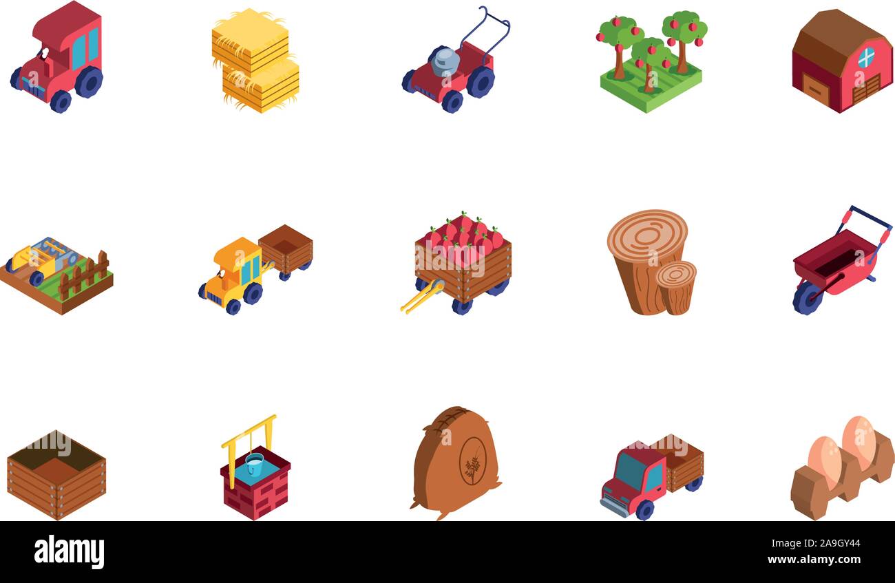 set of icons of farm on white background vector illustration design ...