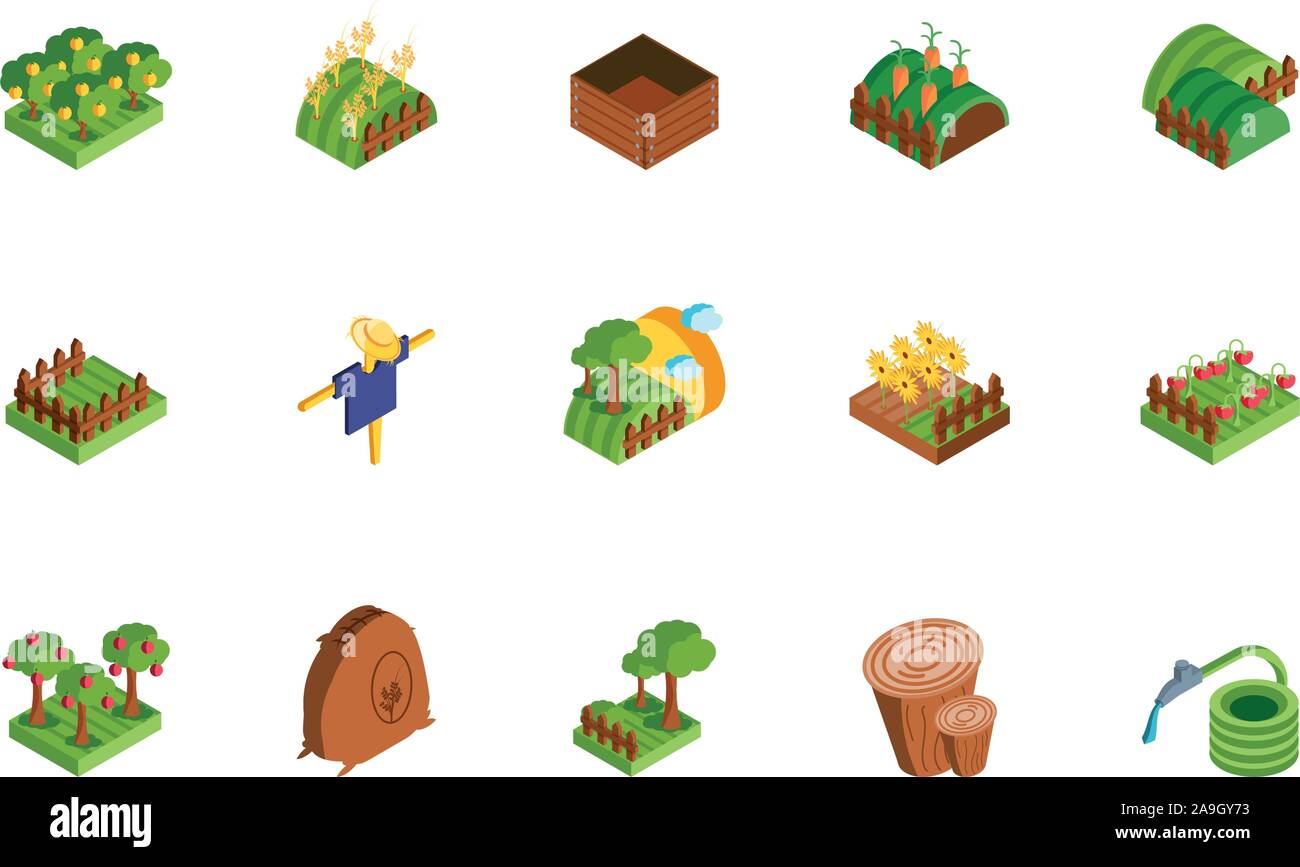 set of icons of farm on white background vector illustration design ...