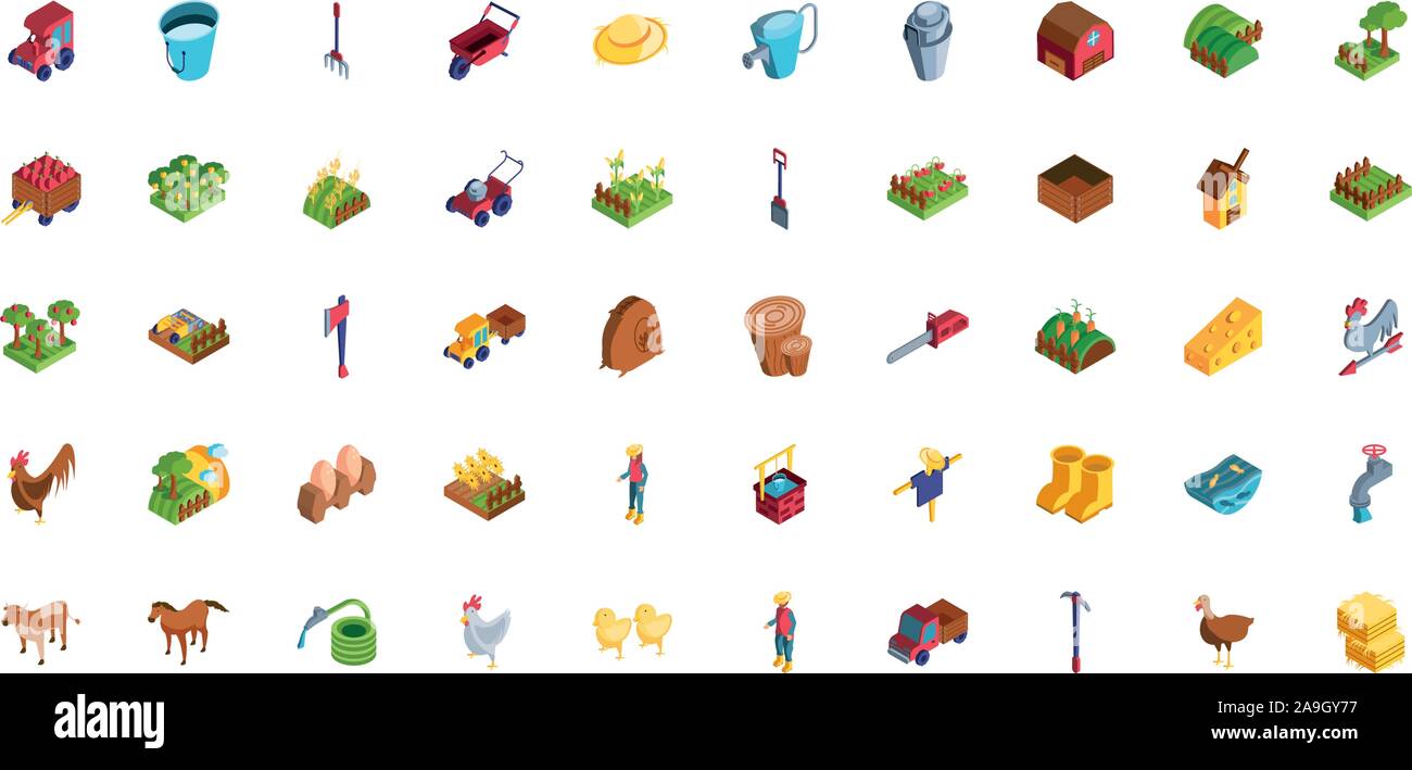 set of icons of farm on white background vector illustration design ...