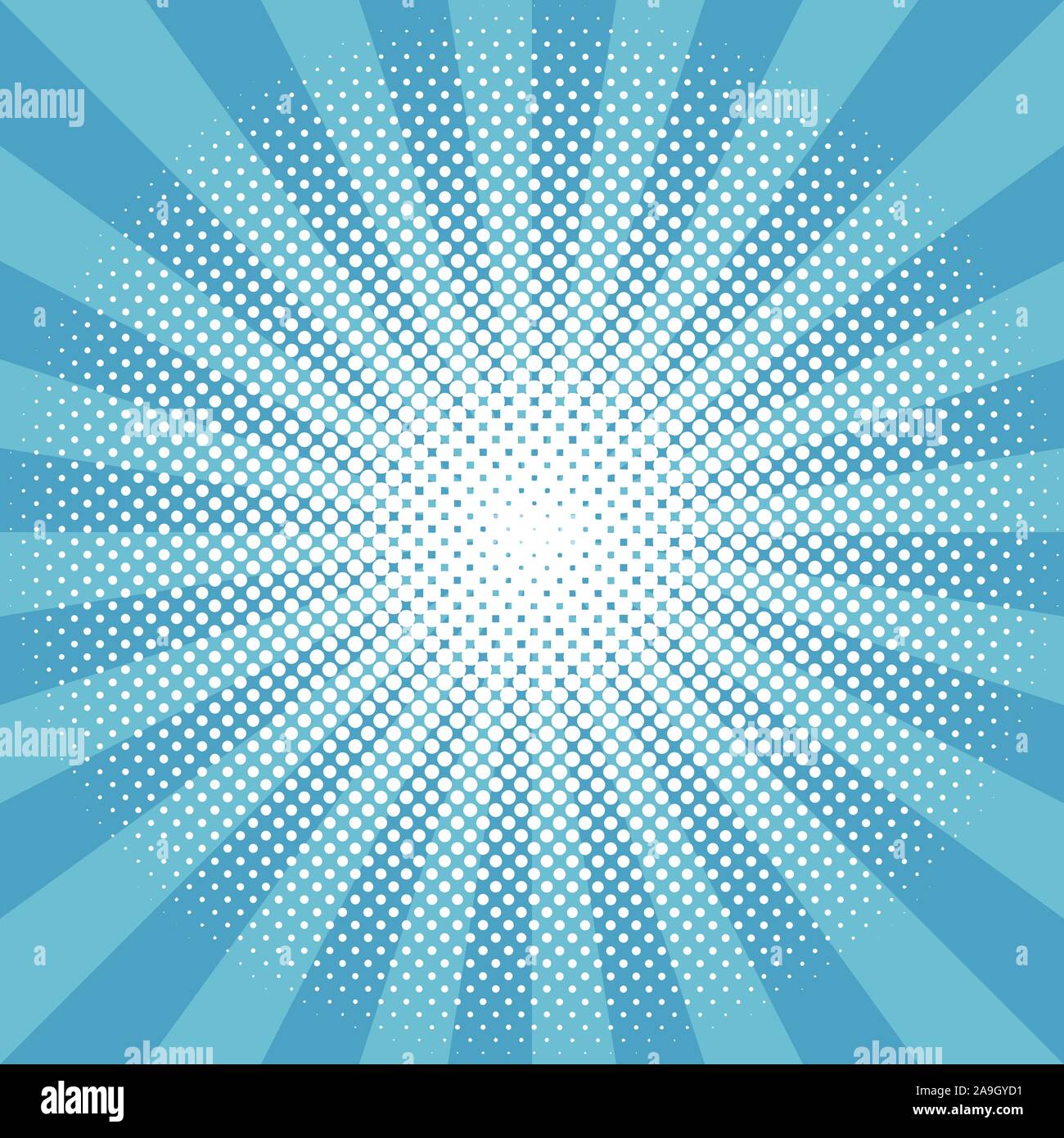 Winter snow round sunburst halftone blue pattern Stock Vector