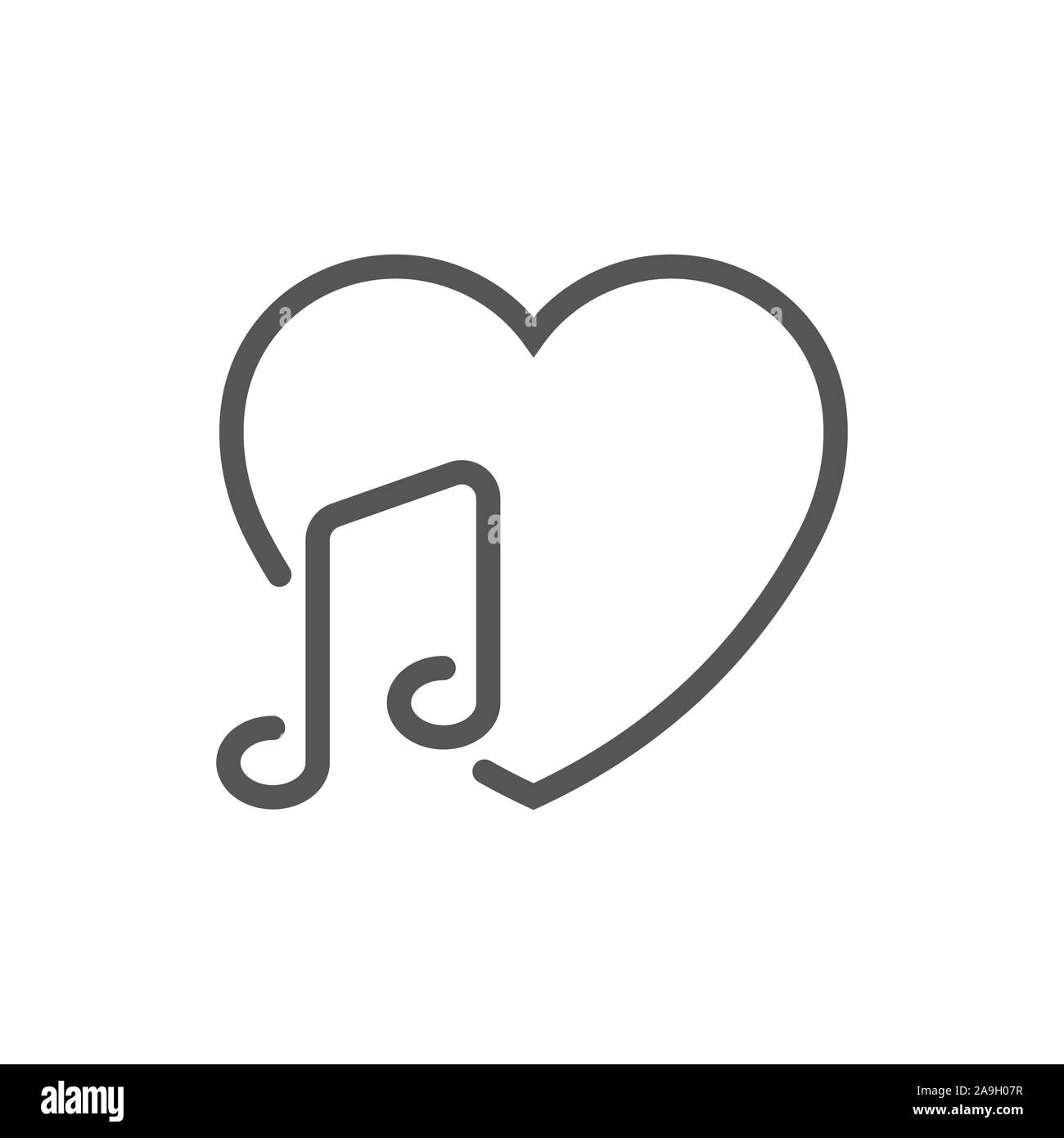 Heart with note flat icon. Vector sign, colorful pictogram isolated on white. Romantic melody symbol, logo illustration. EPS 10 Stock Vector