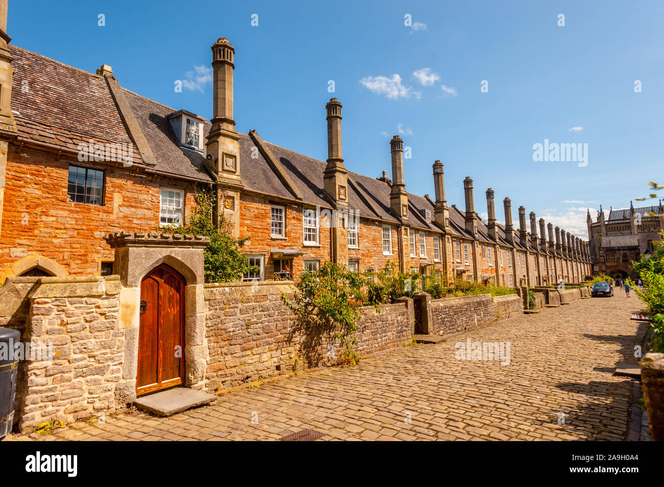 Looking down Vicar’s Close. Wells Somerset Stock Photo