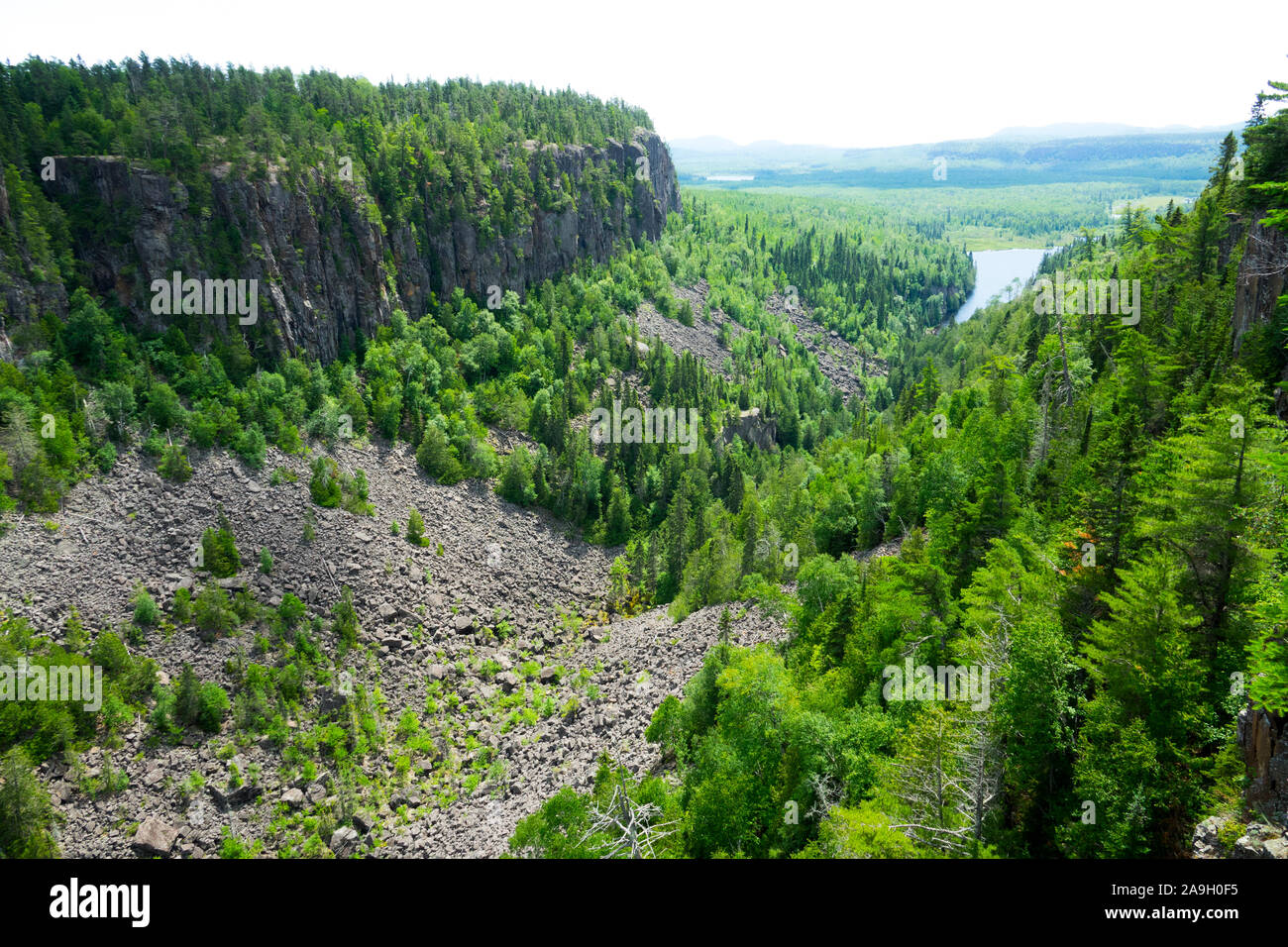 Ouimet Canyon is a large gorge in the municipality of Dorion, Thunder Bay District in northwestern Ontario, Canada Stock Photo