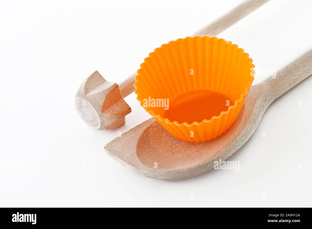 Baking utensils close up and white background Stock Photo - Alamy