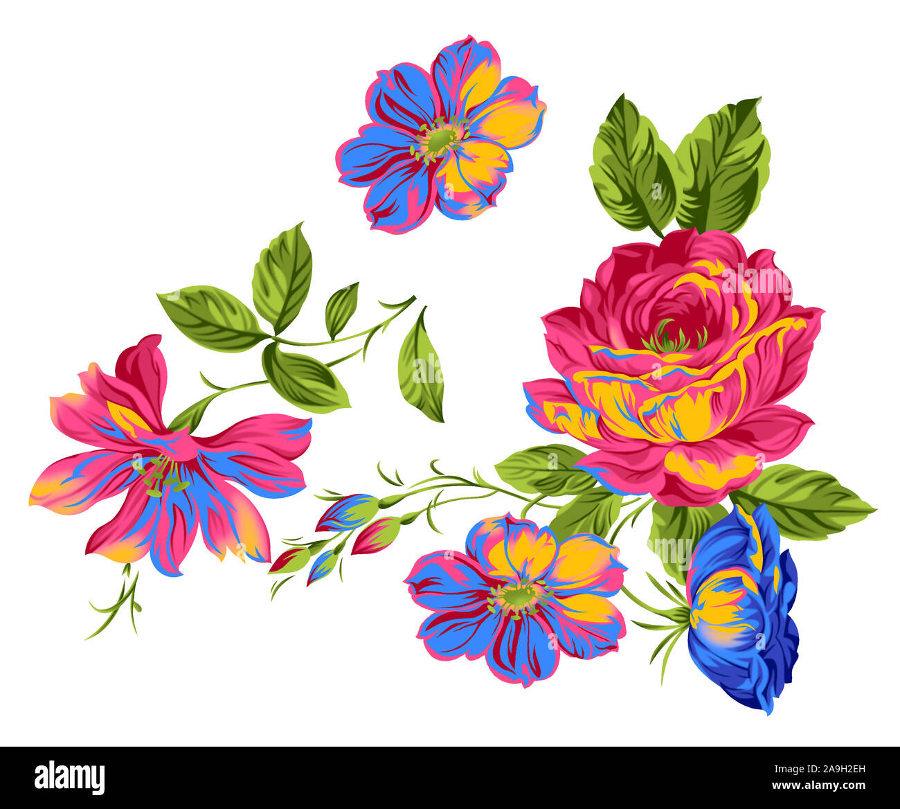 rose flower motif design white background Stock Photo - Alamy