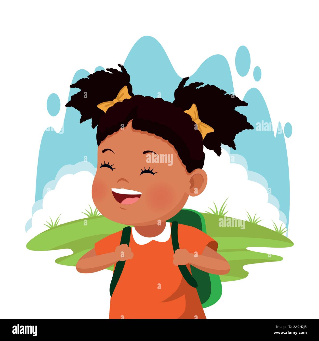 cartoon happy girl with school backpack Stock Vector Image & Art - Alamy