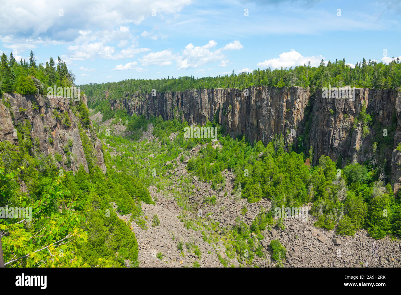 Ouimet Canyon is a large gorge in the municipality of Dorion, Thunder Bay District in northwestern Ontario, Canada Stock Photo