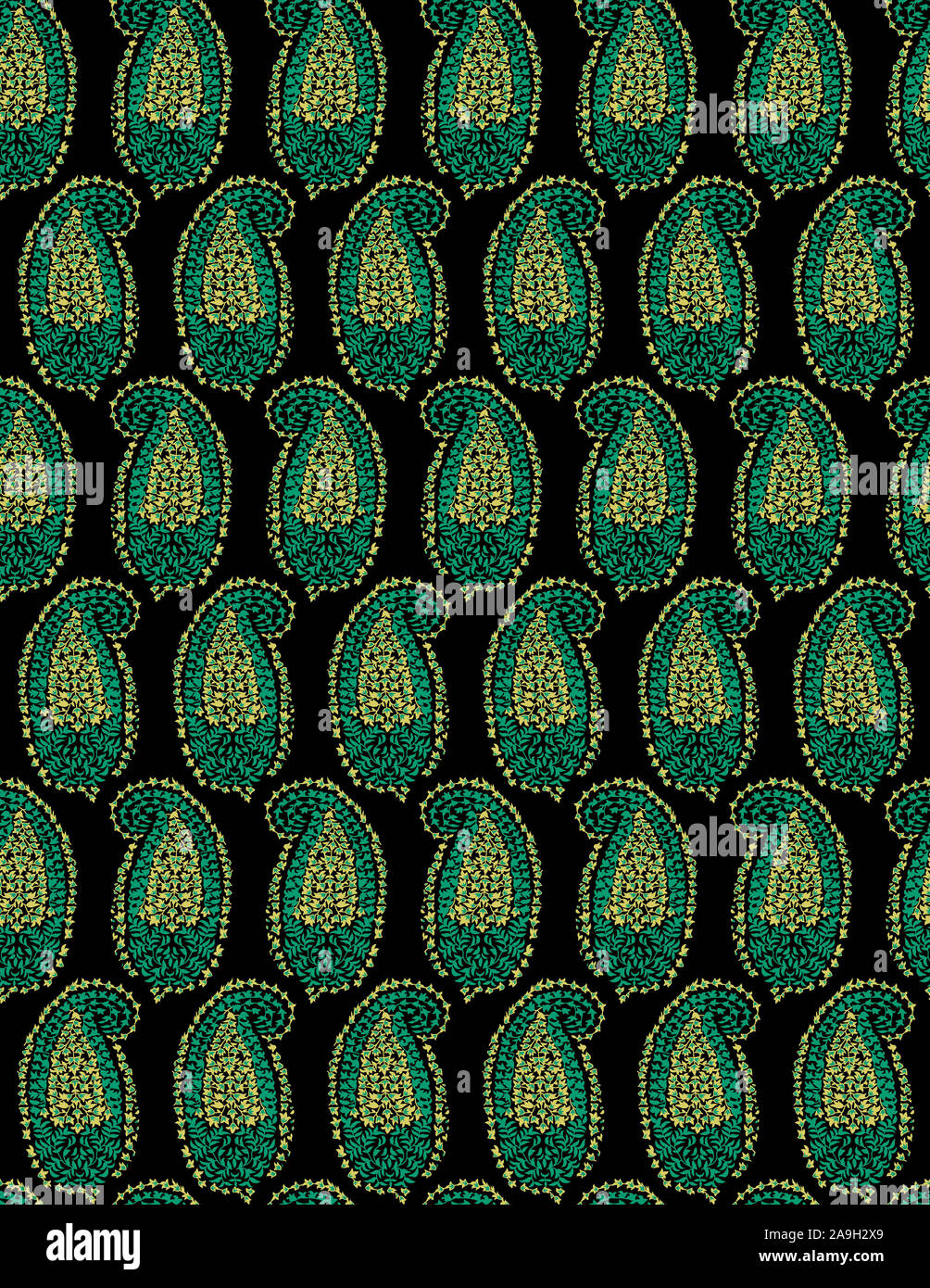 paisley green traditional allover design background Stock Photo