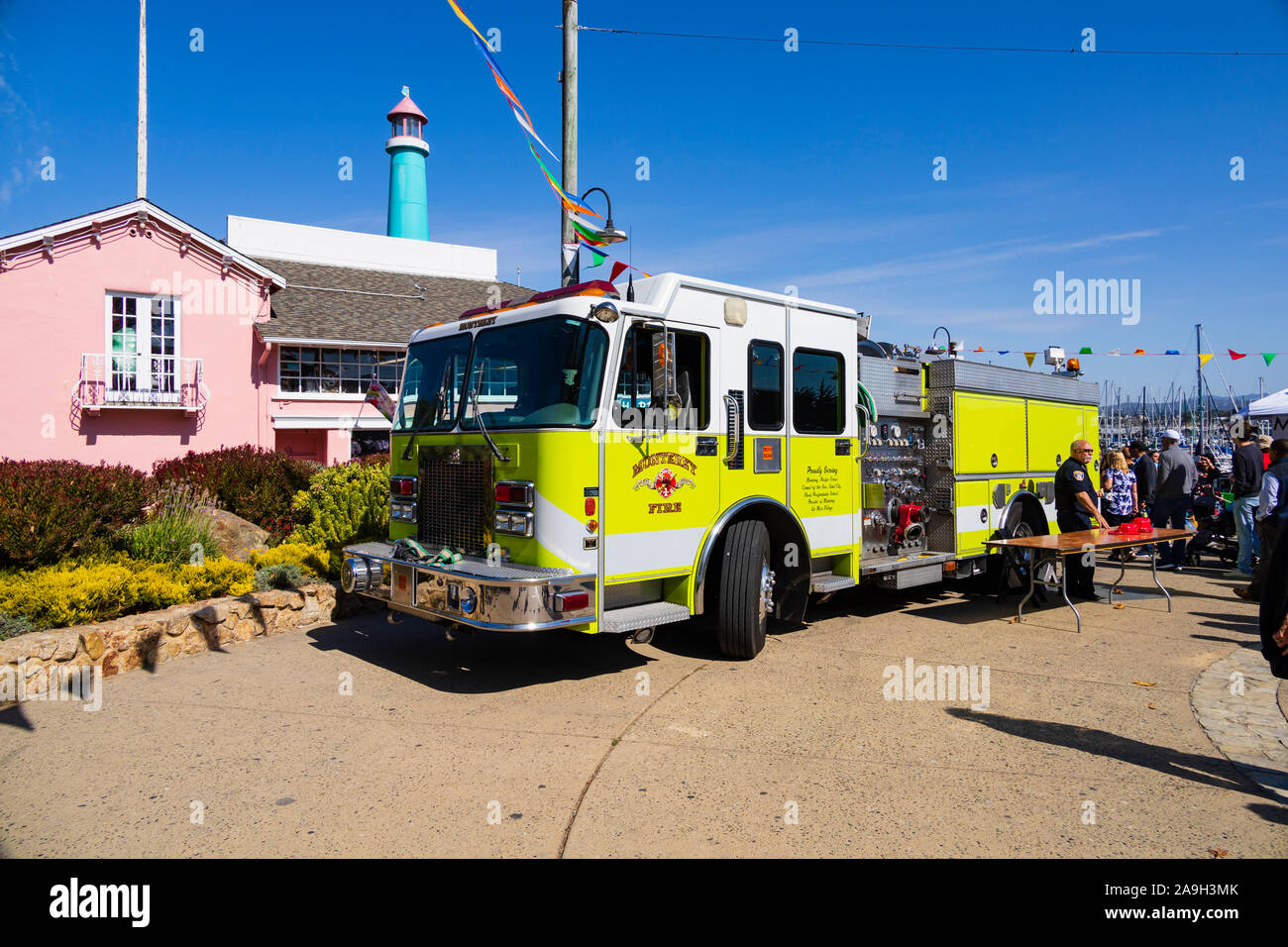Monterey Fire Department pumper tender. Fishermans Wharf, Monterey, California, United States of America Stock Photo