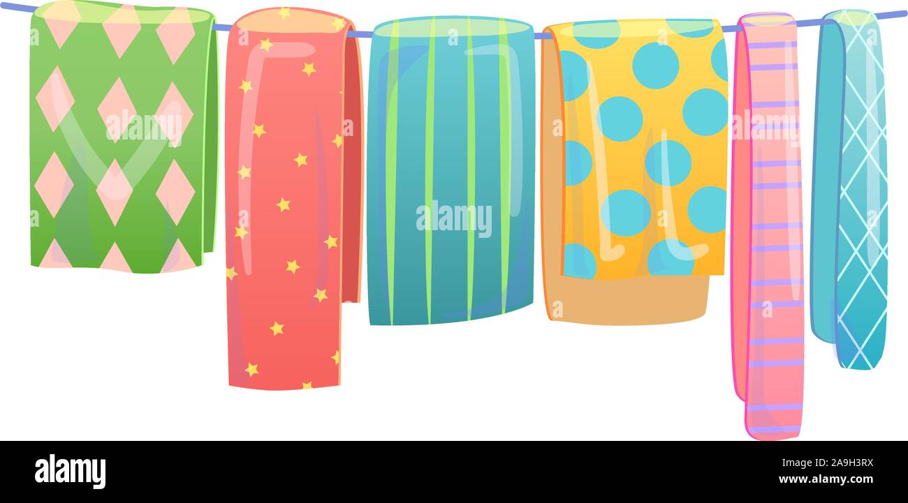Blankets Drying On Clothesline Laundry Service Concept Retail