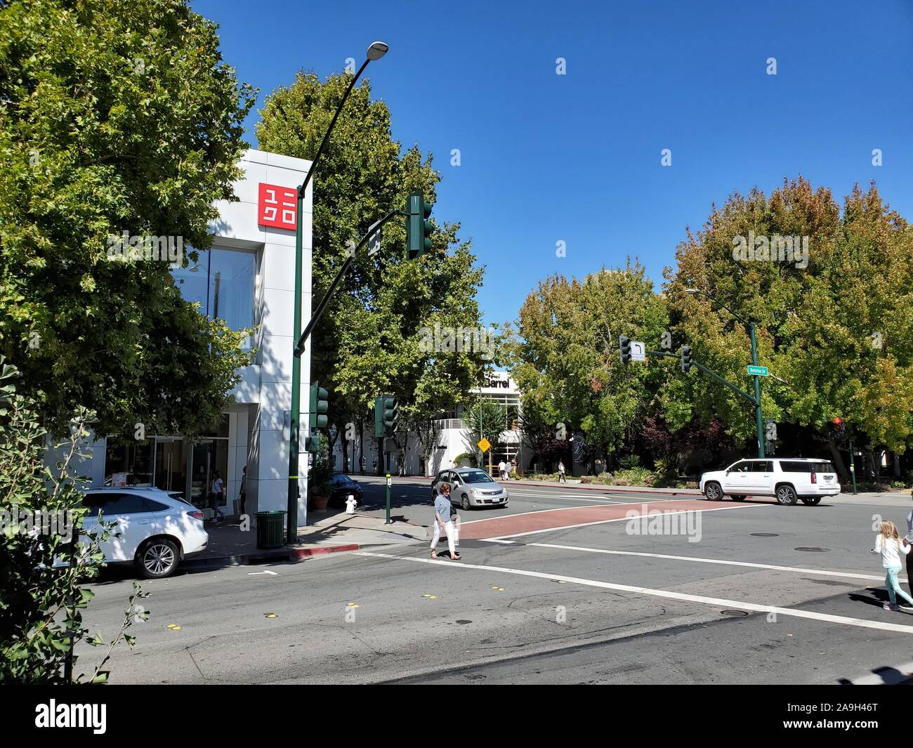 Facade of retail store for upscale Japanese apparel company UNIQLO in