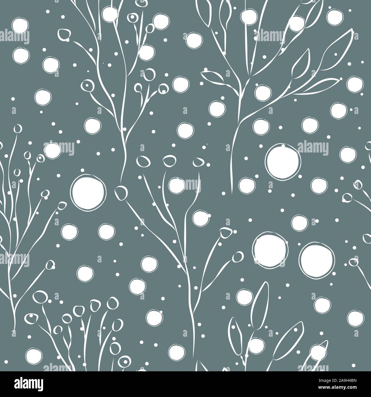 Seamless Pattern with Cute Plants. Hand Drawn Scandinavian Style ...