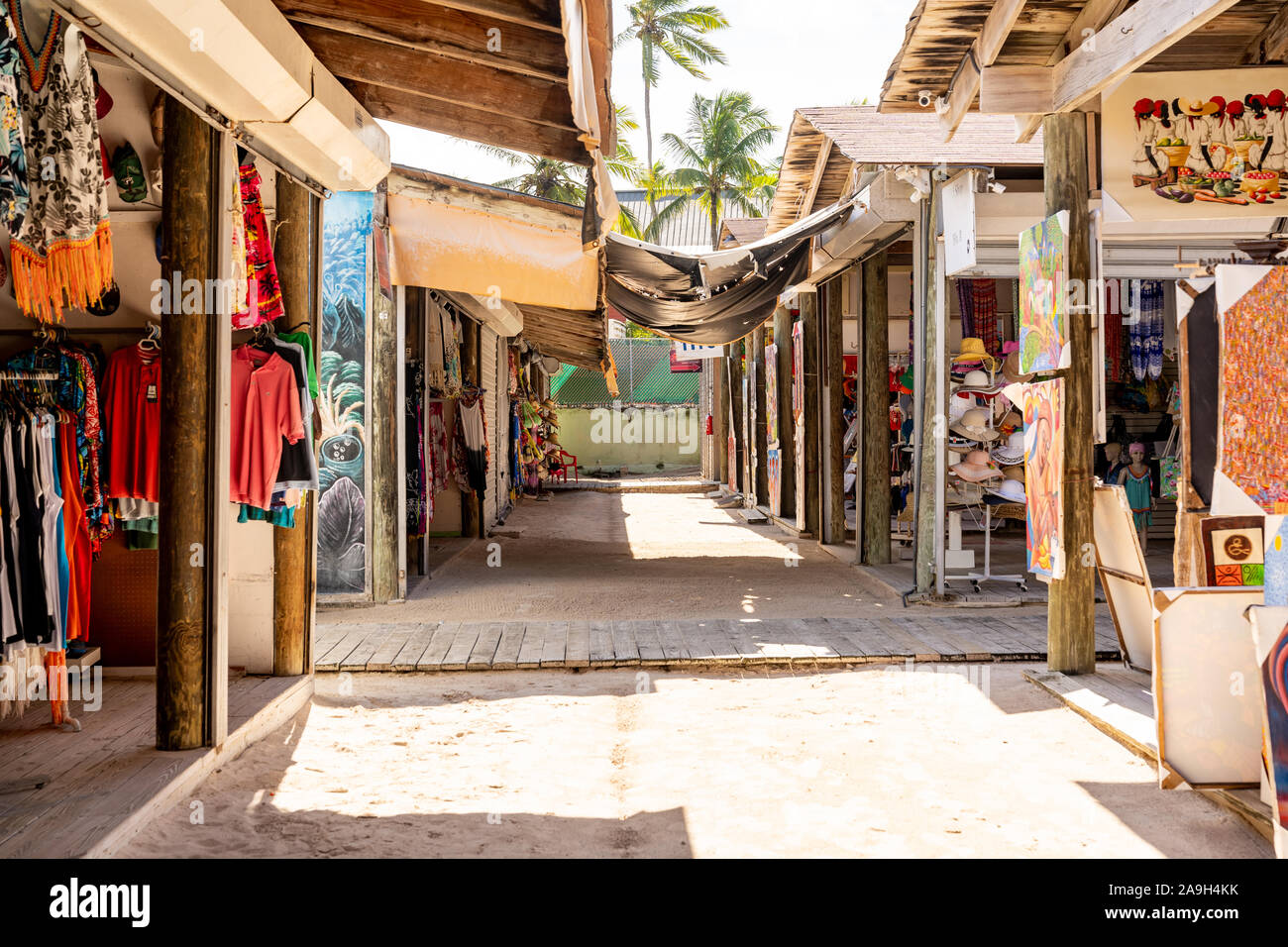 Beach Souvenir Shop in Punta Cana, Dominican Republic. Stock Photo