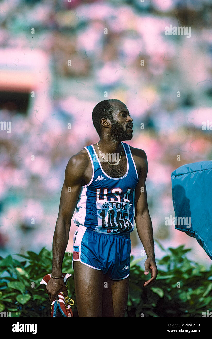 Edwin Moses (USA) competing at the 1987 World Championships in